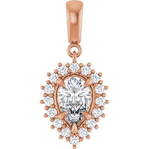 14K Rose Gold 8.5x5.5 mm Pear Pendant Mounting