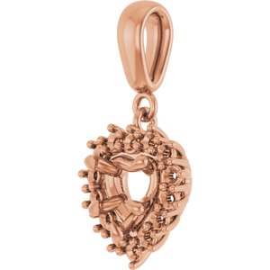 10K Rose Gold 5.5x5.5 mm Heart Pendant Mounting – image 4