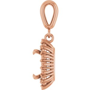 10K Rose Gold 7.5x5.5 mm Elongated Cushion Pendant Mounting – image 6