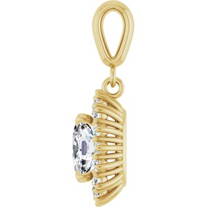 18K Yellow Gold 7.5x5.5 mm Elongated Cushion Pendant Mounting – image 5