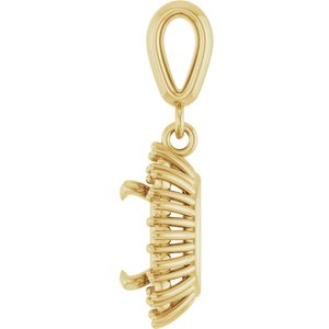 18K Yellow Gold 7.5x5.5 mm Elongated Cushion Pendant Mounting – image 6