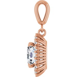 18K Rose Gold 7.5x5.5 mm Elongated Cushion Pendant Mounting – image 5