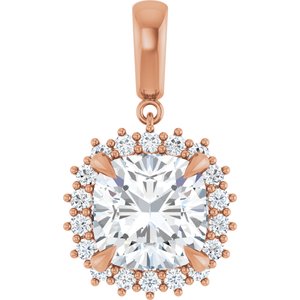 10K Rose Gold 11x11 mm Cushion Pendant Mounting