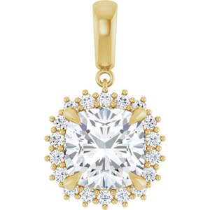 18K Yellow Gold 11x11 mm Cushion Pendant Mounting