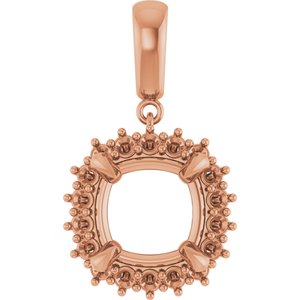 18K Rose Gold 11x11 mm Cushion Pendant Mounting – image 2