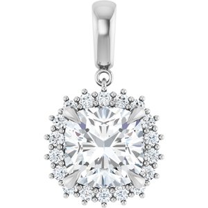 Sterling Silver 11x11 mm Cushion Pendant Mounting