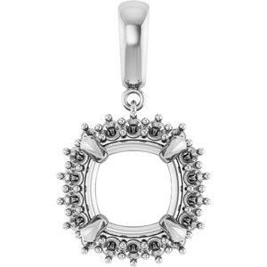 18K White Gold 11x11 mm Cushion Pendant Mounting – image 2