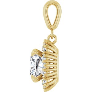 10K Yellow Gold 8x8 mm Cushion Pendant Mounting – image 5