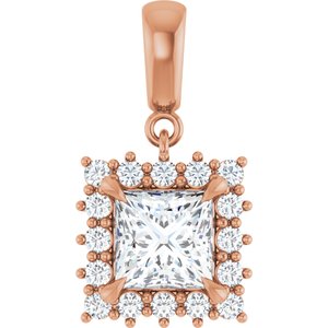 14K Rose Gold 6.5x6.5 mm Square Pendant Mounting