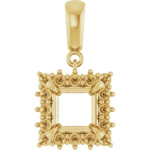 18K Yellow Gold 6.5x6.5 mm Square Pendant Mounting – image 2