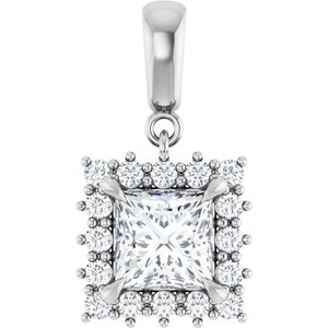 10K White Gold 6.5x6.5 mm Square Pendant Mounting