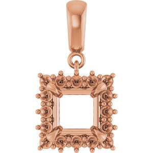 14K Rose Gold 6.5x6.5 mm Square Pendant Mounting – image 2