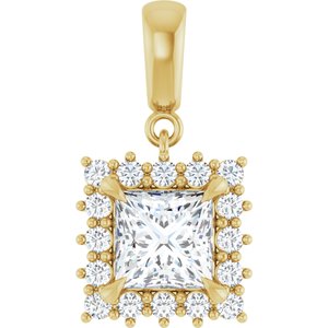 10K Yellow Gold 6.5x6.5 mm Square Pendant Mounting