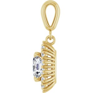 14K Yellow Gold 7x5 mm Elongated Cushion Pendant Mounting – image 5