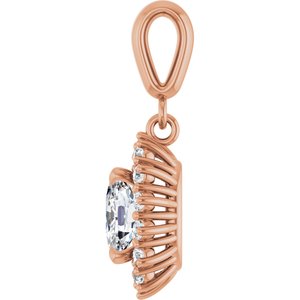 18K Rose Gold 7x5 mm Elongated Cushion Pendant Mounting – image 5