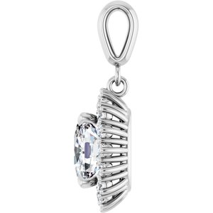 18K White Gold 8.5x6.5 mm Elongated Cushion Pendant Mounting – image 5