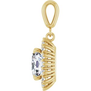 14K Yellow Gold 8.5x6.5 mm Elongated Cushion Pendant Mounting – image 5