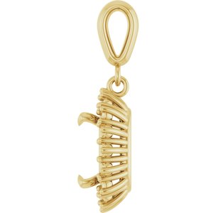 18K Yellow Gold 8.5x6.5 mm Elongated Cushion Pendant Mounting – image 6