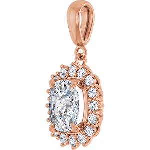 10K Rose Gold 8.5x6.5 mm Elongated Cushion Pendant Mounting – image 3