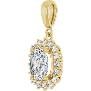 14K Yellow Gold 8.5x6.5 mm Elongated Cushion Pendant Mounting – image 3