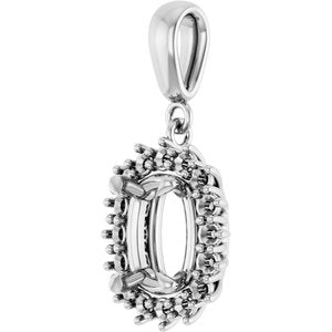 14K White Gold 8.5x6.5 mm Elongated Cushion Pendant Mounting – image 4