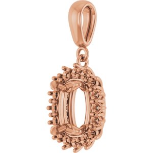 14K Rose Gold 8.5x6.5 mm Elongated Cushion Pendant Mounting – image 4
