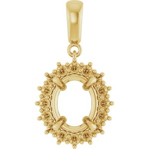 18K Yellow Gold 10x8 mm Oval Pendant Mounting – image 2