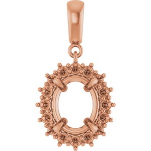 10K Rose Gold 10x8 mm Oval Pendant Mounting – image 2