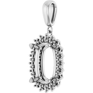 Sterling Silver 14x10 mm Elongated Cushion Pendant Mounting – image 4