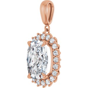 14K Rose Gold 14x10 mm Elongated Cushion Pendant Mounting – image 3