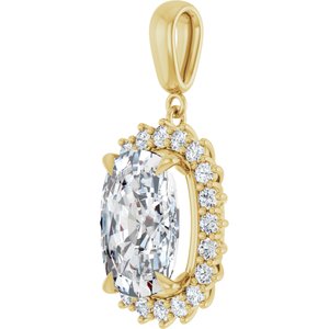 18K Yellow Gold 14x10 mm Elongated Cushion Pendant Mounting – image 3