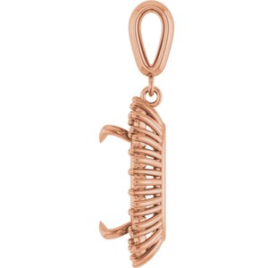 10K Rose Gold 14x10 mm Elongated Cushion Pendant Mounting – image 6