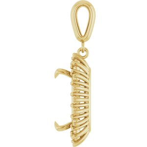 18K Yellow Gold 14x10 mm Elongated Cushion Pendant Mounting – image 6