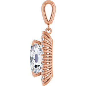 10K Rose Gold 14x10 mm Elongated Cushion Pendant Mounting – image 5