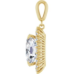 18K Yellow Gold 14x10 mm Elongated Cushion Pendant Mounting – image 5