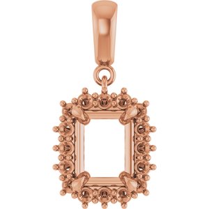 10K Rose Gold 8.5x6.5 mm Emerald Pendant Mounting – image 2