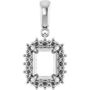 Sterling Silver 8.5x6.5 mm Emerald Pendant Mounting – image 2
