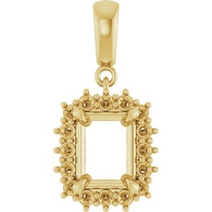 10K Yellow Gold 8.5x6.5 mm Emerald Pendant Mounting – image 2
