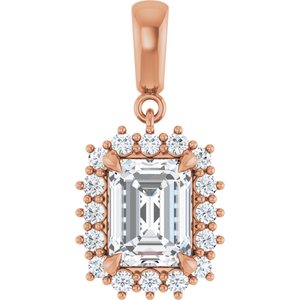 18K Rose Gold 8.5x6.5 mm Emerald Pendant Mounting