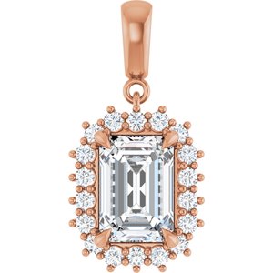 10K Rose Gold 10x7 mm Emerald Pendant Mounting