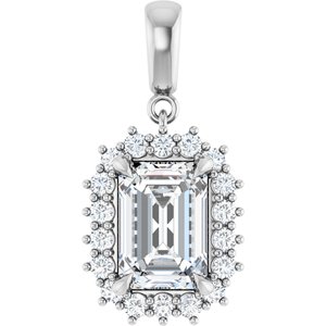 14K White Gold 10x7 mm Emerald Pendant Mounting