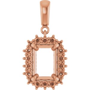 14K Rose Gold 10x7 mm Emerald Pendant Mounting – image 2