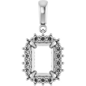 14K White Gold 10x7 mm Emerald Pendant Mounting – image 2