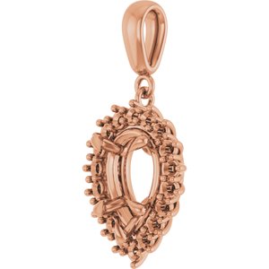 10K Rose Gold 10x7 mm Pear Pendant Mounting – image 4