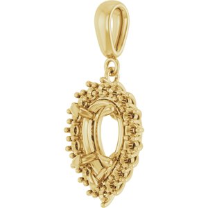 18K Yellow Gold 10x7 mm Pear Pendant Mounting – image 4