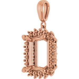 10K Rose Gold 12x10 mm Emerald Pendant Mounting – image 4
