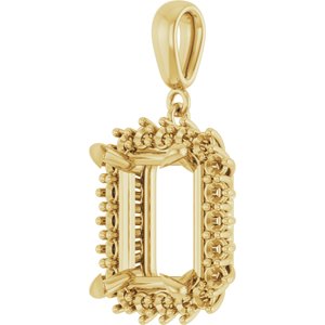 18K Yellow Gold 12x10 mm Emerald Pendant Mounting – image 4
