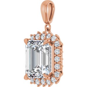 18K Rose Gold 12x10 mm Emerald Pendant Mounting – image 3