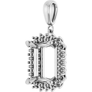 14K White Gold 12x10 mm Emerald Pendant Mounting – image 4