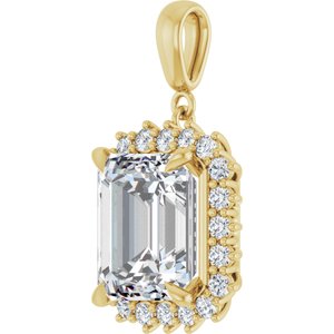 14K Yellow Gold 12x10 mm Emerald Pendant Mounting – image 3